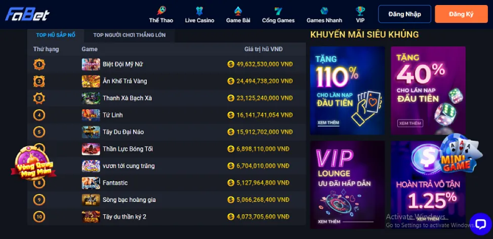Giao diện ứng dụng Win2888 với các tính năng